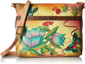 img 4 attached to Anna by Anuschka: Hand-Painted Leather Crossbody Organizer with Genuine Artwork