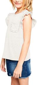 img 1 attached to 👚 Girls' Clothing: Flutter Sleeve Blouse with Ruffle Pocket