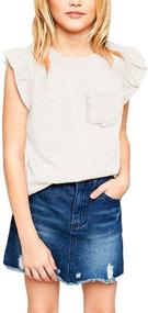 img 3 attached to 👚 Girls' Clothing: Flutter Sleeve Blouse with Ruffle Pocket