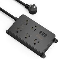 🔌 trond power strip with usb ports, surge protector flat plug, 5 widely-spaced outlets, etl listed, 1300j, wall mountable 5ft extension cord, ideal for kitchen, garage, laundry room, tv areas - black логотип