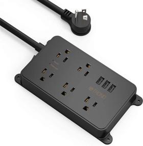 img 4 attached to 🔌 TROND Power Strip with USB Ports, Surge Protector Flat Plug, 5 Widely-Spaced Outlets, ETL Listed, 1300J, Wall Mountable 5ft Extension Cord, Ideal for Kitchen, Garage, Laundry Room, TV Areas - Black