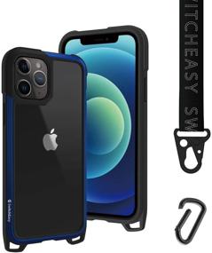 img 4 attached to SwitchEasy Odyssey iPhone 12/12 Pro Case - Navy Blue, Aluminum Alloy, Crossbody Lanyard, Fashion Neck Strap, Military-Grade Protection & Scratch Resistance