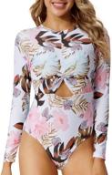 🌺 peddney women's long sleeve floral printed rash guard crop swimsuit with upf 50+ sun protection and zip back design logo