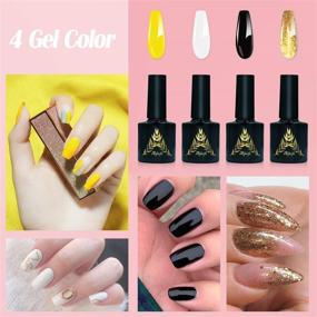 img 3 attached to 💅 AIFAIFA Все-в-одном комплект для нейл-арта: Гель для наращивания, гель-лак, полигель, с наждачным блоком, полировочным блоком и наклейкой с бабочками