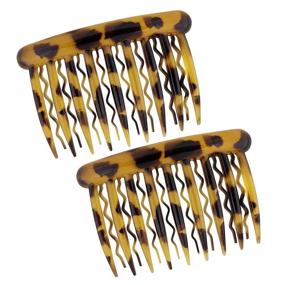 img 2 attached to 🌟 Premium Quality Charles J. Wahba Side Combs for Thin Hair (Paired) - Tokyo Tortoise Color - Made in France: Enhance Your Hairstyle with Style and Durability