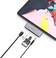 🔌 pulwtop usb c hub 5 in 1 adapter with sd/micro sd card reader, usb-c pd charging, and 3.5mm audio jack - compatible with ipad pro 2020, 2019, 2018 - aluminum space gray логотип