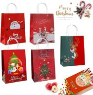 🎁 assorted bulk kraft christmas gift bags - 24pcs with handles for holiday party supplies decor, xmas party favors, and goody treat bags logo