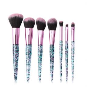 img 4 attached to KOLIGHT 7pcs Diamond Fashion Makeup Brushes Set for Face Eye - Green Bling