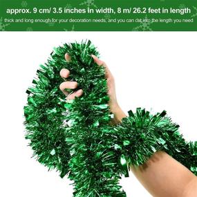 img 1 attached to 🎄 26.2 Feet Green Christmas Tinsel Garland for Indoor Outdoor Ornament - Xmas Party Metallic Twist Garland with Glitter - Ideal for Staircase Railing, Banister, and Christmas Tree Hanging Wreath Decor - Boost Your Holiday Spirit!