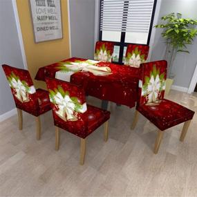 img 2 attached to 🎅 Muuyi Chair Cover: Stretch Slipcovers for Christmas Dining Room Furniture Protection (4 Pack)