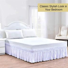img 3 attached to 🛏️ Cottingon Wrap Around Elastic Bed Skirt - Pure White - King/Cal.King_16" Drop - Easy On/Off Ruffled Dust Bed Skirt