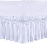 🛏️ cottingon wrap around elastic bed skirt - pure white - king/cal.king_16" drop - easy on/off ruffled dust bed skirt logo