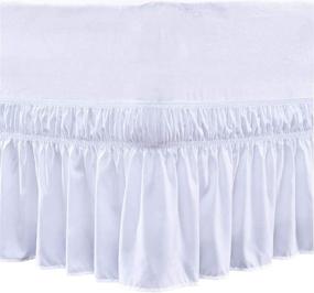 img 4 attached to 🛏️ Cottingon Wrap Around Elastic Bed Skirt - Pure White - King/Cal.King_16" Drop - Easy On/Off Ruffled Dust Bed Skirt