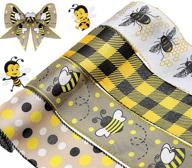 honey bee ribbon: versatile 40 yards wired edge craft ribbon for wrapping, hair bows, and crafting with bumble bee vertical stripes, burlap polka dot, and floral designs logo