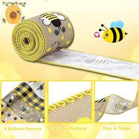 img 2 attached to Honey Bee Ribbon: Versatile 40 Yards Wired Edge Craft Ribbon for Wrapping, Hair Bows, and Crafting with Bumble Bee Vertical Stripes, Burlap Polka Dot, and Floral Designs