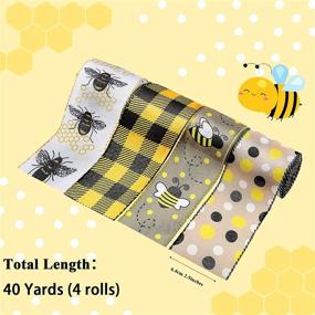 img 3 attached to Honey Bee Ribbon: Versatile 40 Yards Wired Edge Craft Ribbon for Wrapping, Hair Bows, and Crafting with Bumble Bee Vertical Stripes, Burlap Polka Dot, and Floral Designs