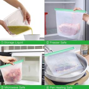 img 2 attached to 🥡 Upgrade Your Food Storage with Cadrim Reusable Extra Thick Silicone Bags - 6 Pack Zipper Freezer Bags for Marinating Meats, Snacks, and Meals - Leakproof & Dishwasher-Safe Lunch Storage Bags