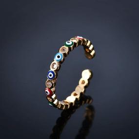 img 3 attached to 18K Gold Plated Evil Eye Ring: Stylish Zircon Inlay Open Ring for Women, Men, Teen Girls, and Boys