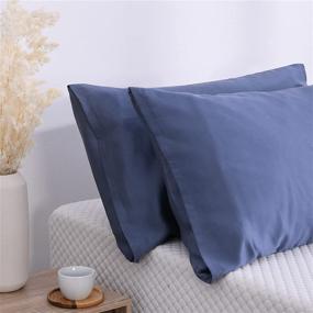 img 4 attached to 🌿 LAVANCE 100% Eucalyptus Lyocell Pillow Cases Set of 2 - Ultra Soft & Cooling Pillowcases - Organic Silky Material, Moisture-Wicking - Blue (20''x36'')