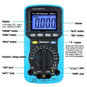 img 3 attached to АЛЛОСУН EM5511 3 в 1 Цифровой мультиметр EMF: Надежный тестер излучения электромагнитного поля 📟 и мультиметр DC AC Volt Ampt DMM