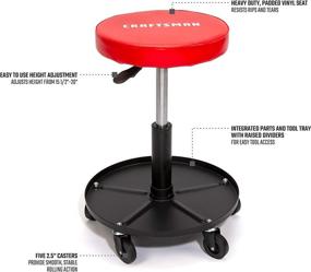 img 3 attached to 🪑 Craftsman Adjustable Height Rolling Creeper Stool with Storage Tray CMXZSAJ93382