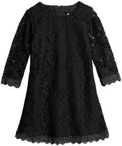 img 4 attached to Stunning Girls Vintage Lace Flower Dress for Boho Princess Parties - 3/4 Sleeve Dress by KISSOURBABY