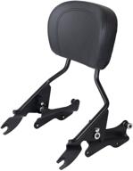 aufer detachable upright passenger sissy bar backrest with backrest pad & 4 point 🏍️ docking hardware kit - fits touring road king, street glide, electra glide, road glide 2014-2020 (black) logo