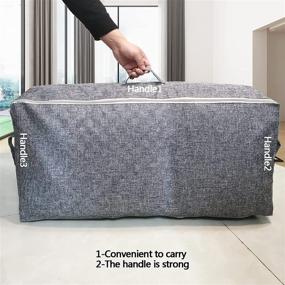 img 2 attached to Set of 2 Large Foldable Underbed Storage Bags with Reinforced Handles - Ideal for Comforters, Blankets, Pillows, Quilts, Towels, and Clothes | Extra Storage Bins with Lids, Sturdy Zippers (78L Capacity) | Color: Grey