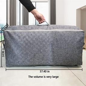 img 3 attached to Set of 2 Large Foldable Underbed Storage Bags with Reinforced Handles - Ideal for Comforters, Blankets, Pillows, Quilts, Towels, and Clothes | Extra Storage Bins with Lids, Sturdy Zippers (78L Capacity) | Color: Grey