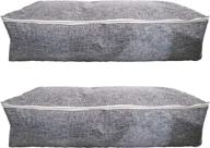 set of 2 large foldable underbed storage bags with reinforced handles - ideal for comforters, blankets, pillows, quilts, towels, and clothes | extra storage bins with lids, sturdy zippers (78l capacity) | color: grey логотип