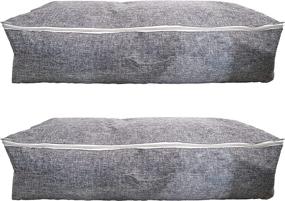 img 4 attached to Set of 2 Large Foldable Underbed Storage Bags with Reinforced Handles - Ideal for Comforters, Blankets, Pillows, Quilts, Towels, and Clothes | Extra Storage Bins with Lids, Sturdy Zippers (78L Capacity) | Color: Grey