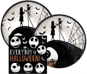 img 3 attached to 🎃 Nightmare Before Christmas Halloween Party Plates and Napkins Bundle - 16 Servings, Paper Dessert, 3 Items