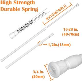 img 2 attached to 🪟 Efficient Small Spring Tension Curtain Rods (2 Pack, White, 16-28 Inch) - Perfect for Window Cupboards & Closets