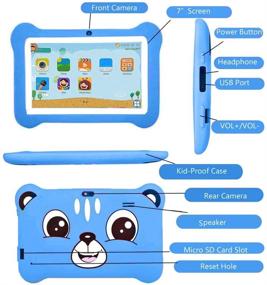 img 3 attached to 📱 Android 9.0 Kids Tablet: 7 inch IPS Eye Protection Screen, Dual Cameras, Parent Control, WiFi, 2GB +16 GB Learning Tablet, GMS Certified, Kids-Proof, Blue