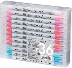 img 4 attached to Kuretake ZIG CLEAN COLOR f 36 colors set, 0.5 mm & 1.2 mm, AP-Certified, Odorless, Xylene-Free, Dark Paper-Friendly, Ideal for Illustration, Sketching, Design, and Cartooning. Made in Japan