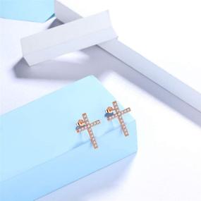 img 3 attached to 🎁 Iced Out Cross Earrings: Sterling Silver/Black Metal/18K Gold Plated Christian Jewelry for Men and Women - Perfect Baptism Gift