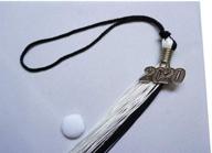 🎓 2020 graduation tassel: white/black two-colored with sliver year charm - perfect for grad day logo