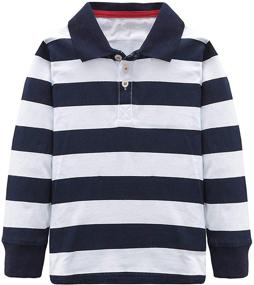 img 2 attached to 👕 Mardonskey Boys Long Sleeve Cotton Striped Polo Tshirts: Stylish and Comfortable Shirts for Kids