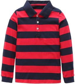 img 3 attached to 👕 Mardonskey Boys Long Sleeve Cotton Striped Polo Tshirts: Stylish and Comfortable Shirts for Kids