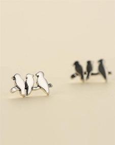 img 2 attached to 🦜 Oidims Cute Birds 925 Sterling Silver Stud Earrings for Girls Teens Women - Hypoallergenic, Elegant, and Fashionable Jewelry