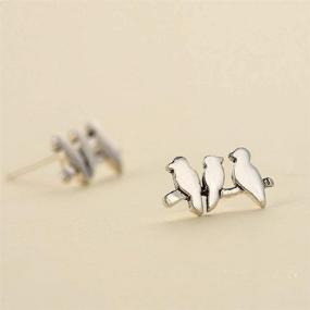 img 3 attached to 🦜 Oidims Cute Birds 925 Sterling Silver Stud Earrings for Girls Teens Women - Hypoallergenic, Elegant, and Fashionable Jewelry