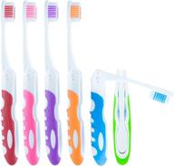 🪥 convenient travel folding toothbrush: bulk camping toothbrush set - medium bristle (6 pack) logo