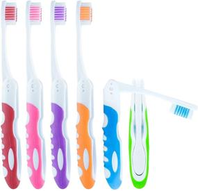 img 4 attached to 🪥 Convenient Travel Folding Toothbrush: Bulk Camping Toothbrush Set - Medium Bristle (6 Pack)