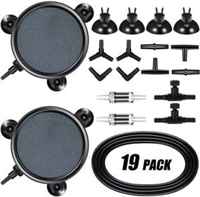 img 4 attached to 🐠 Air Stone Disc Set - 19 Pieces, including 2 Shell and Sucker Air Stones, 236.22 Inch Airline Tubing, Connector, Suction Cup, Check Valve, Air Control Valve - Aquarium Tank Air Pump Accessory