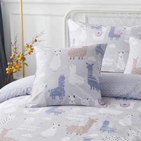 img 3 attached to Full Size 100% Cotton Purple Llama Kids Bedding Set - Cute Boy Girl Bedroom Duvet Cover Set with Zipper Closure (Comforter Not Included)