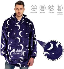 img 2 attached to 🌙 Sunyana Wearable Blanket Hoodie: Cozy Sherpa Sweatshirt with Hood, Sleeves, and Pocket - Foldable Portable Fleece Blanket for Men and Women (Moon Design)