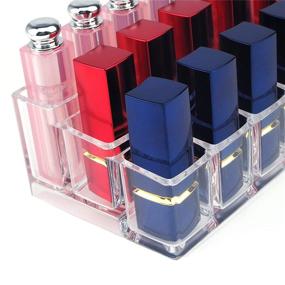 img 1 attached to 💄 Clear Acrylic Lipstick Holder Organizer: 16-Space Makeup Lipgloss Storage Stand for a Stylish Cosmetic Vanity Display