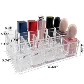 img 2 attached to 💄 Clear Acrylic Lipstick Holder Organizer: 16-Space Makeup Lipgloss Storage Stand for a Stylish Cosmetic Vanity Display