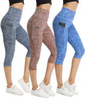 congyee high waisted yoga capris with pockets - tummy control leggings for women logo