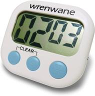 ⏲️ wrenwane upgraded digital kitchen timer - simple operation, big digits, loud alarm, magnetic backing, stand - white (1) (1) (1) logo